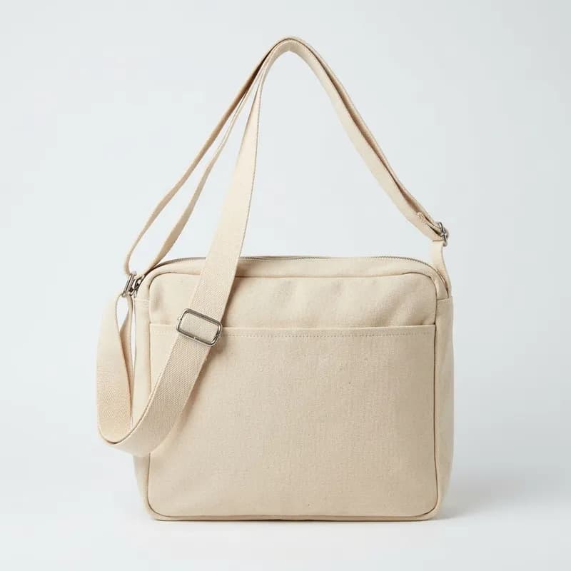Túi Tote Canvas Đeo Chéo Phối Tăng Đơ Kim Loại